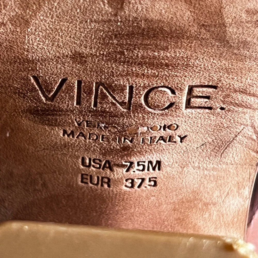 Vince Haley Tan Leather Block Heel Sandals